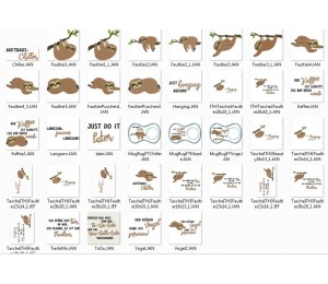 Stickserie - Faultiere Maxi Set inkl. ITH MugRug & Taschen